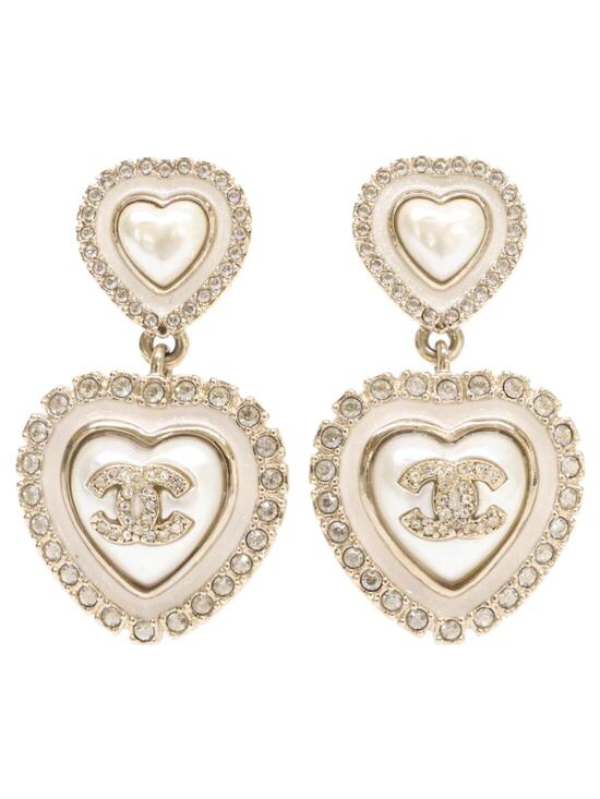 Chanel Jewelry - Chanel Cc Logo Heart Earrings Metal #276355C14B